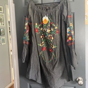 Black floral off the shoulder dress